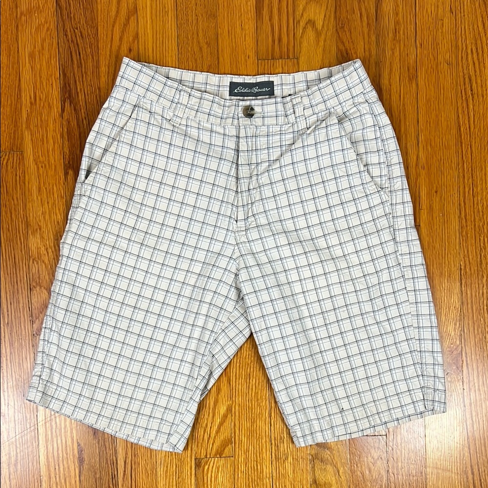 Men's Eddie Bauer Flat Front Plaid Chino Shorts